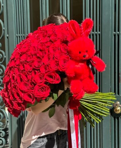 75 Roses with a Soft Toy of your choice