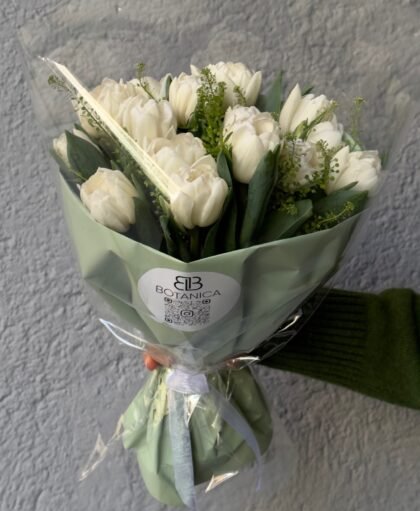 15 tulips with greens