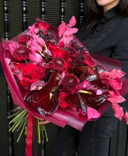 red pink bright bouquet