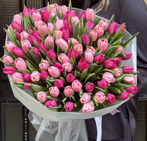 101 Pink and Light-Pink Tulip Bouquet