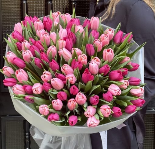 101 Pink and Light-Pink Tulip Bouquet